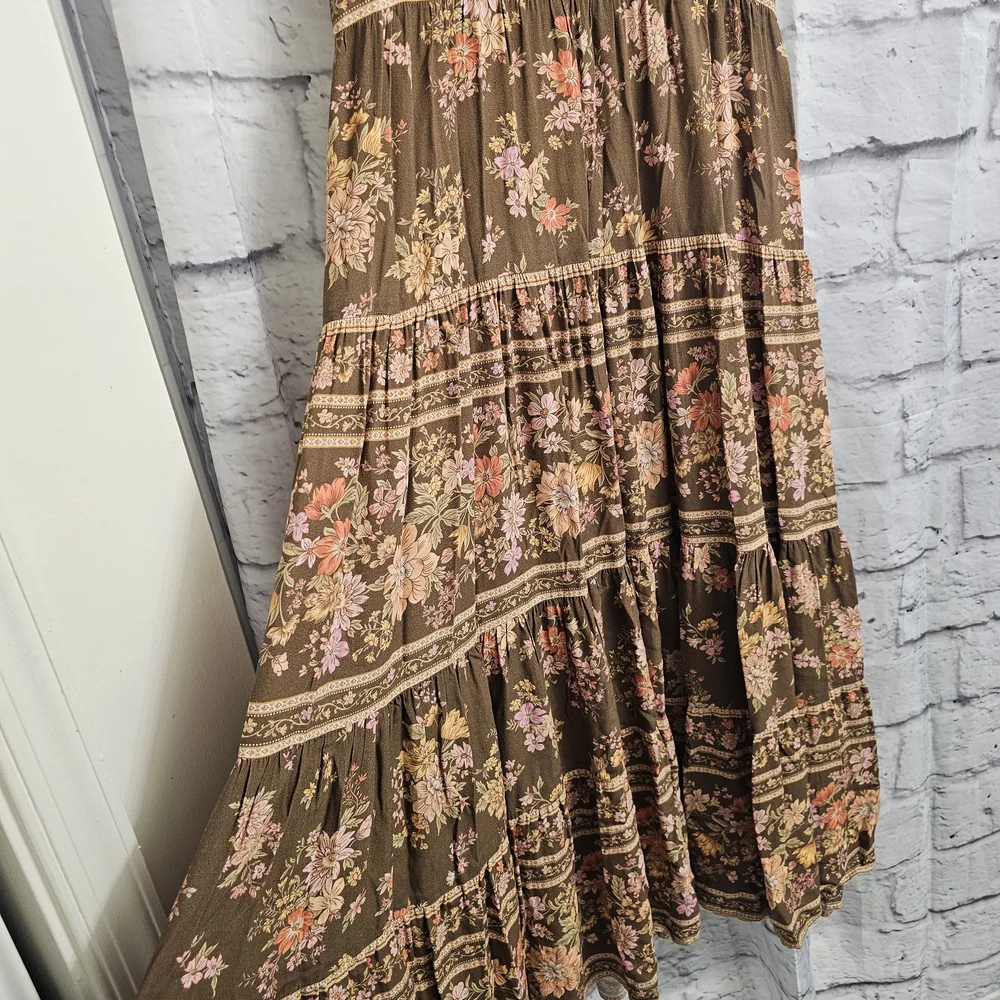 Spell The Meadowland Flutter Sleeve Dress In Hazelnut Size Small - Picture 15 of 16